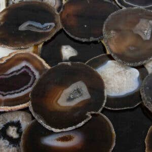 BLACK AGATE SLABS, SLICES- Sold By the Piece