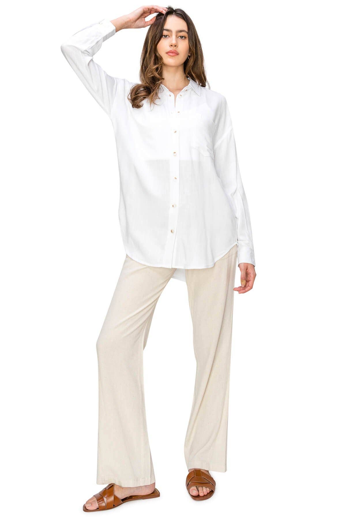 CALI1850 RELAXED LINEN BUTTON DOWN SHIRT (20728JLN486)