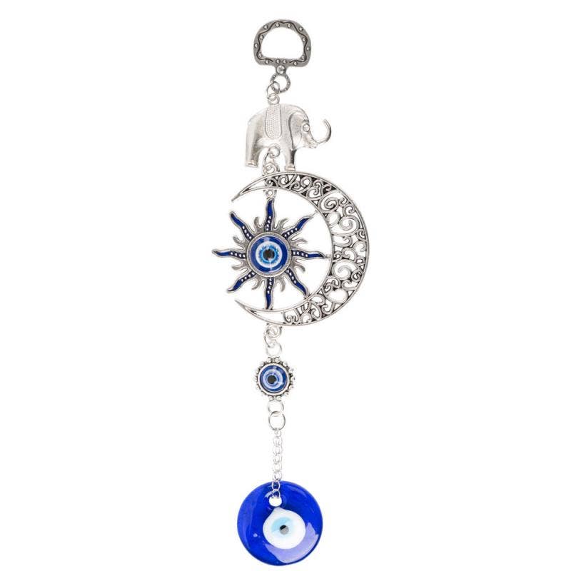 7.5" SUN, MOON, ELEPHANT & EVIL EYE WALL HANGING