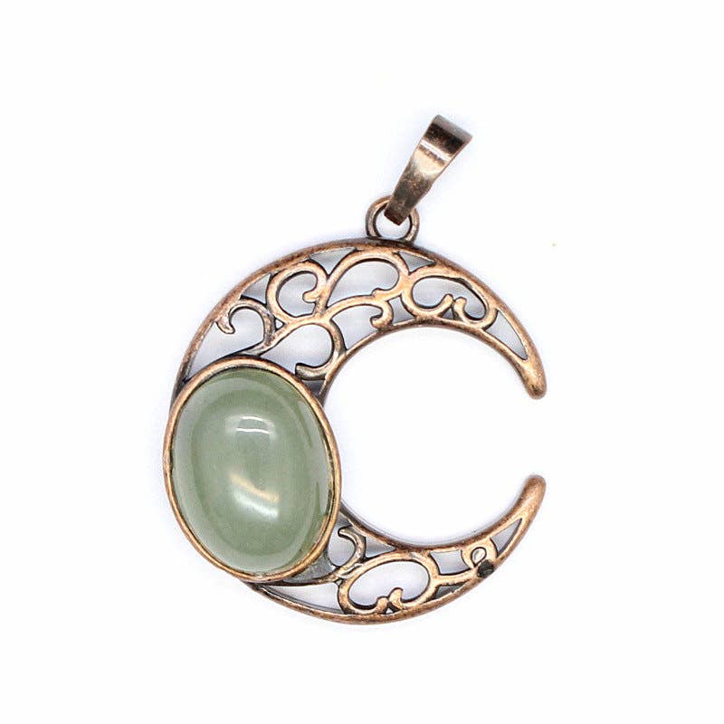 Natural Stone Hollow Moon Charm (Single Pendant) - CS/MS