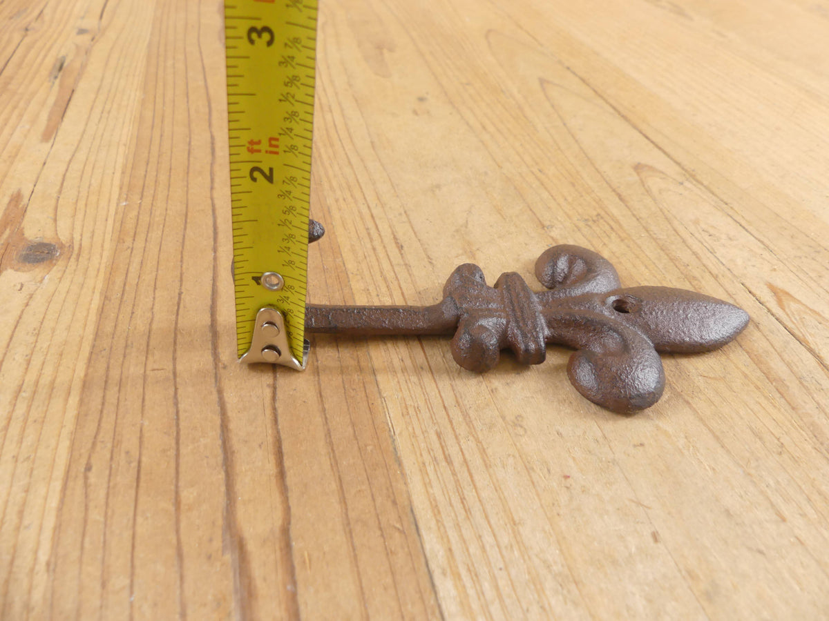 Victorian Rustic Cast Iron Fleur De Lis Wall Hook, 5 1/2"