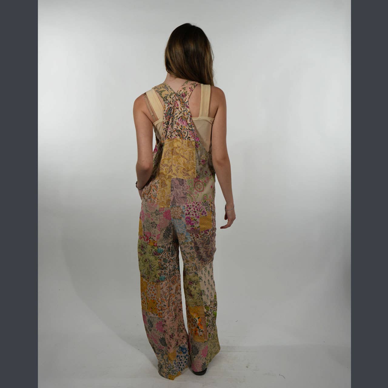 Hippie Boho Cotton Floral Patchwork Overall