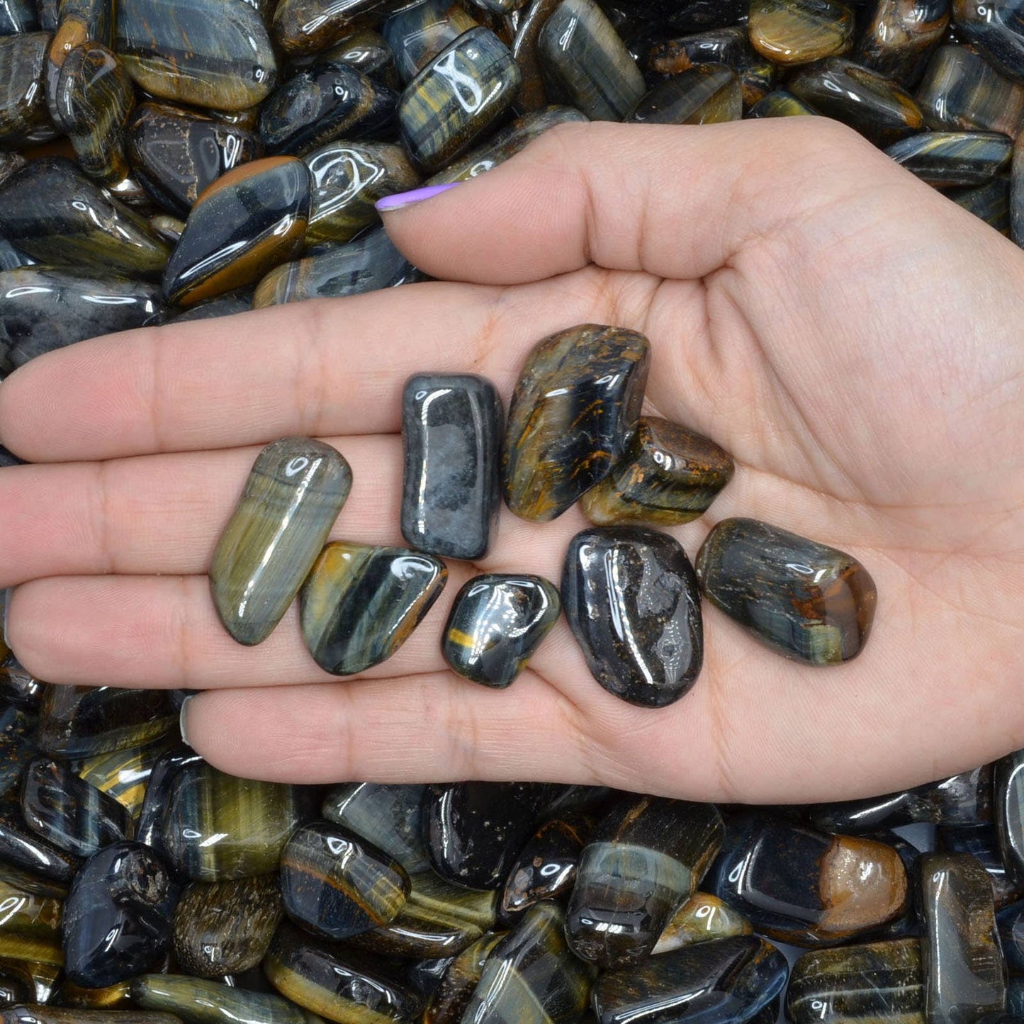 Tumbled Blue Tiger Eye - 0.75" to 1" - Size 6