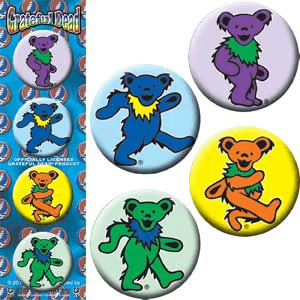 Grateful Dead Pin-on Buttons - 1.25 Inch - Set Of Four