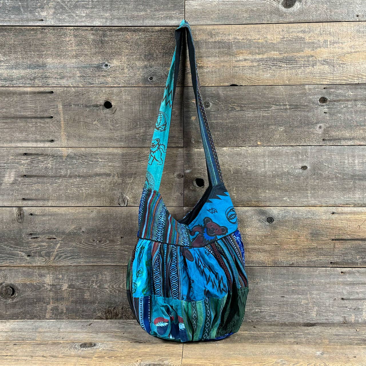 Boho Hippie-Grateful Dead Cotton Tote Bag Made Of Patchwork