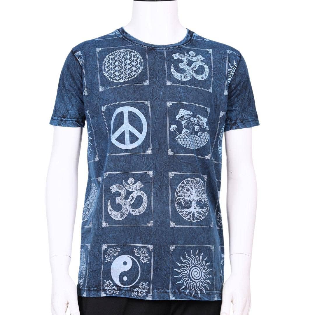 Cotton Stonewash Multi Spiritual Symbol T shirts S105