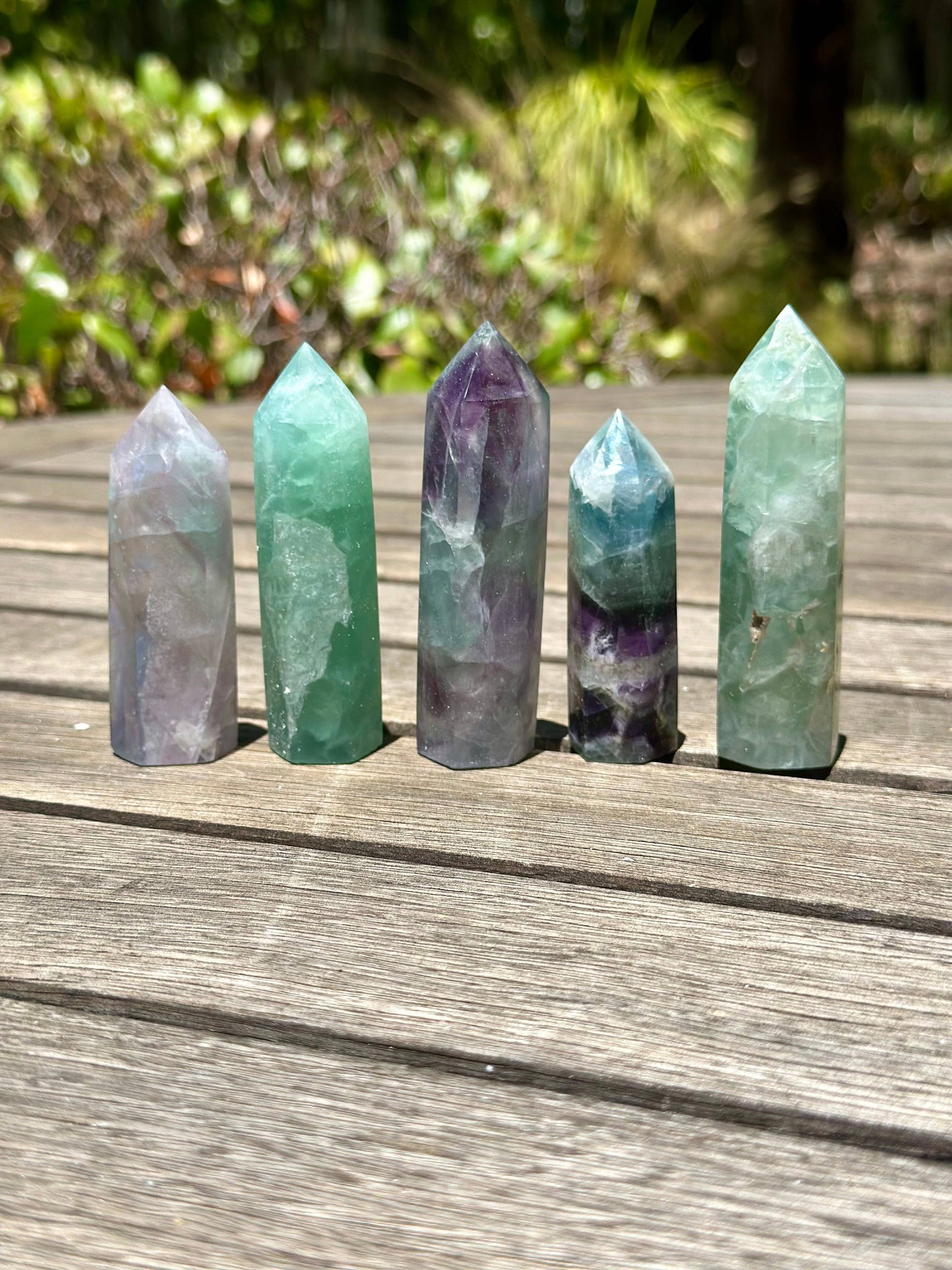 Natural Colorful Fluorite Obelisk Tower Point