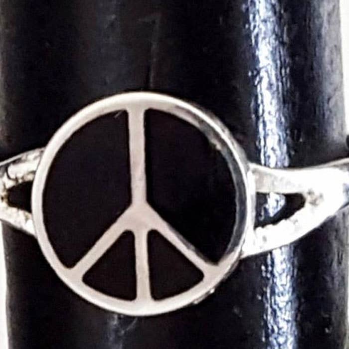 Peace Sign Silver Ring