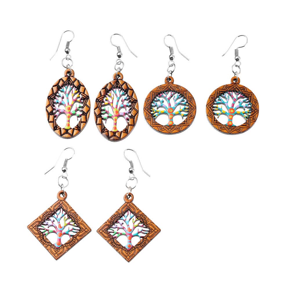 ASSORTED WOOD LG EARRINGS