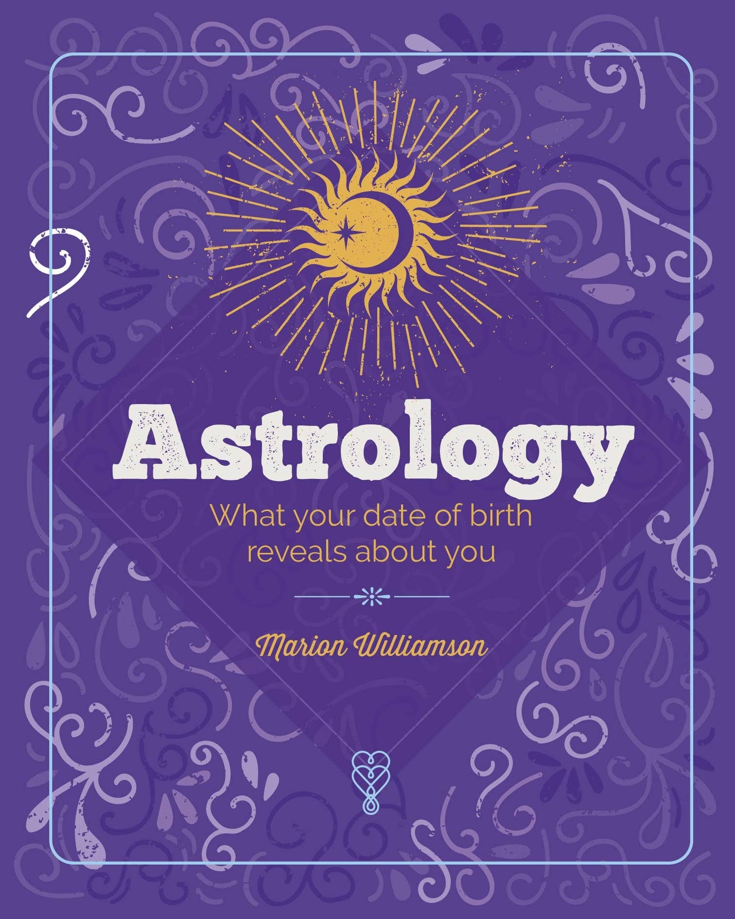 Book cover of 'Astrology' by Marion Williamson with a purple background and celestial design.