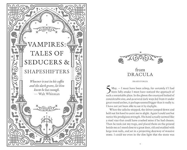 Book page with decorative text and引用from Bram Stoker's 'Dracula'.