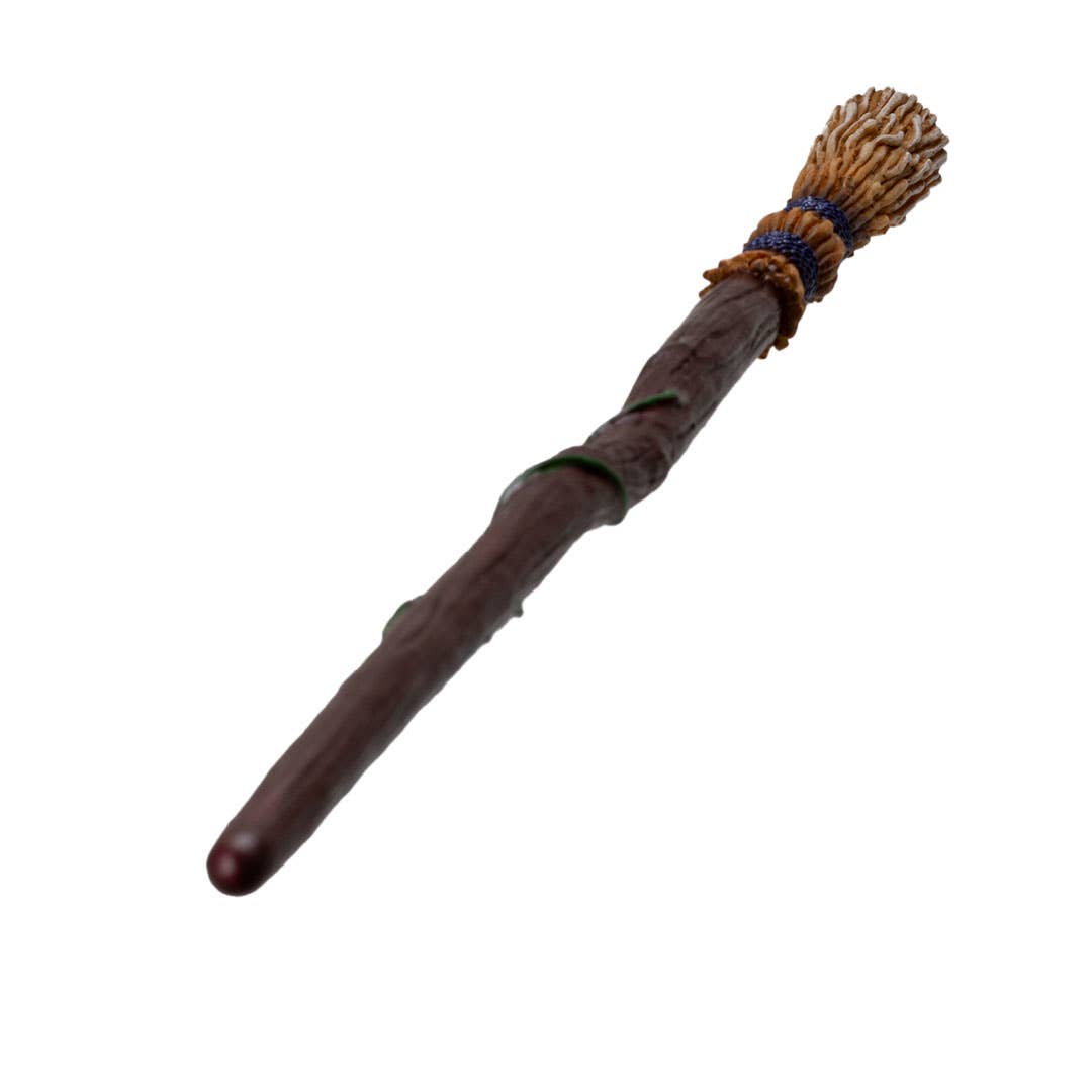 Wooden wand with a textured top on a white background