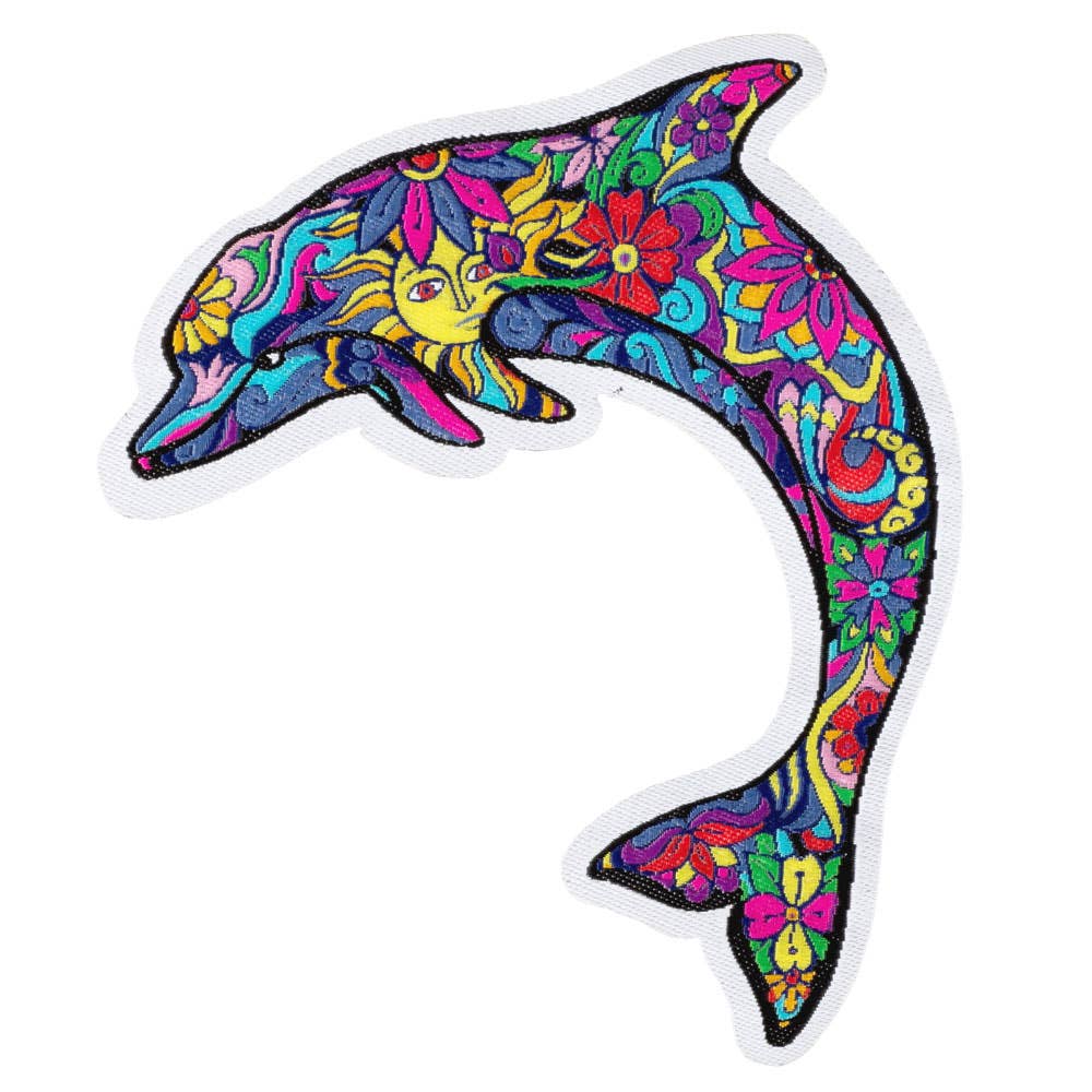 Multicolored Dolphin Embroidered Patch