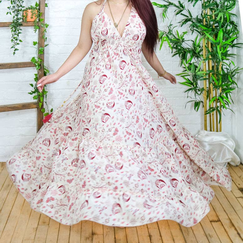 Bohemian Celestial Backless Flowy Dress