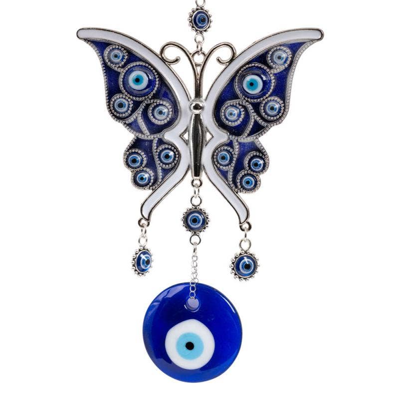 9" BUTTERFLY & EVIL EYE WALL HANGING