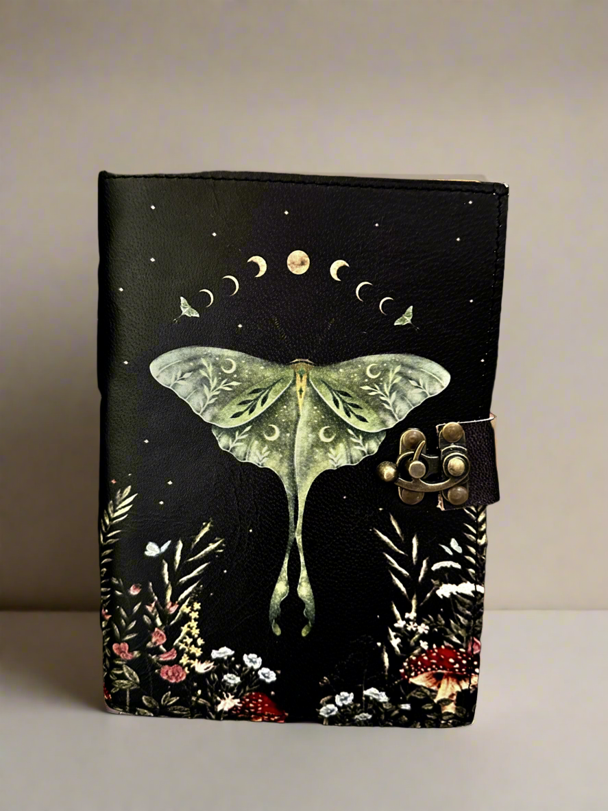 Luna Moth Journal | Leather Journal | Blank Vintage Notebook