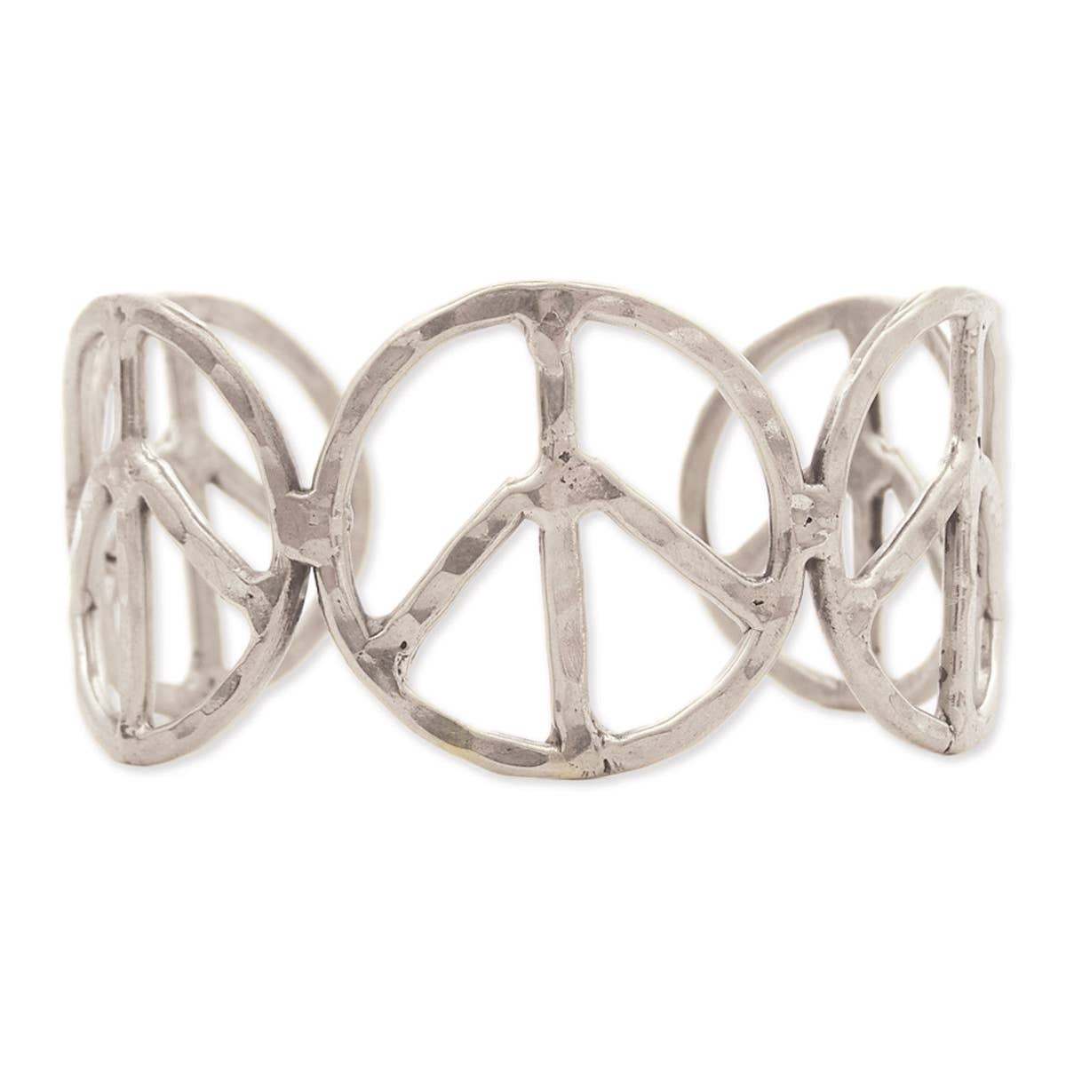 Woodstock Vibes Silver Peace Sign Cuff Bracelet