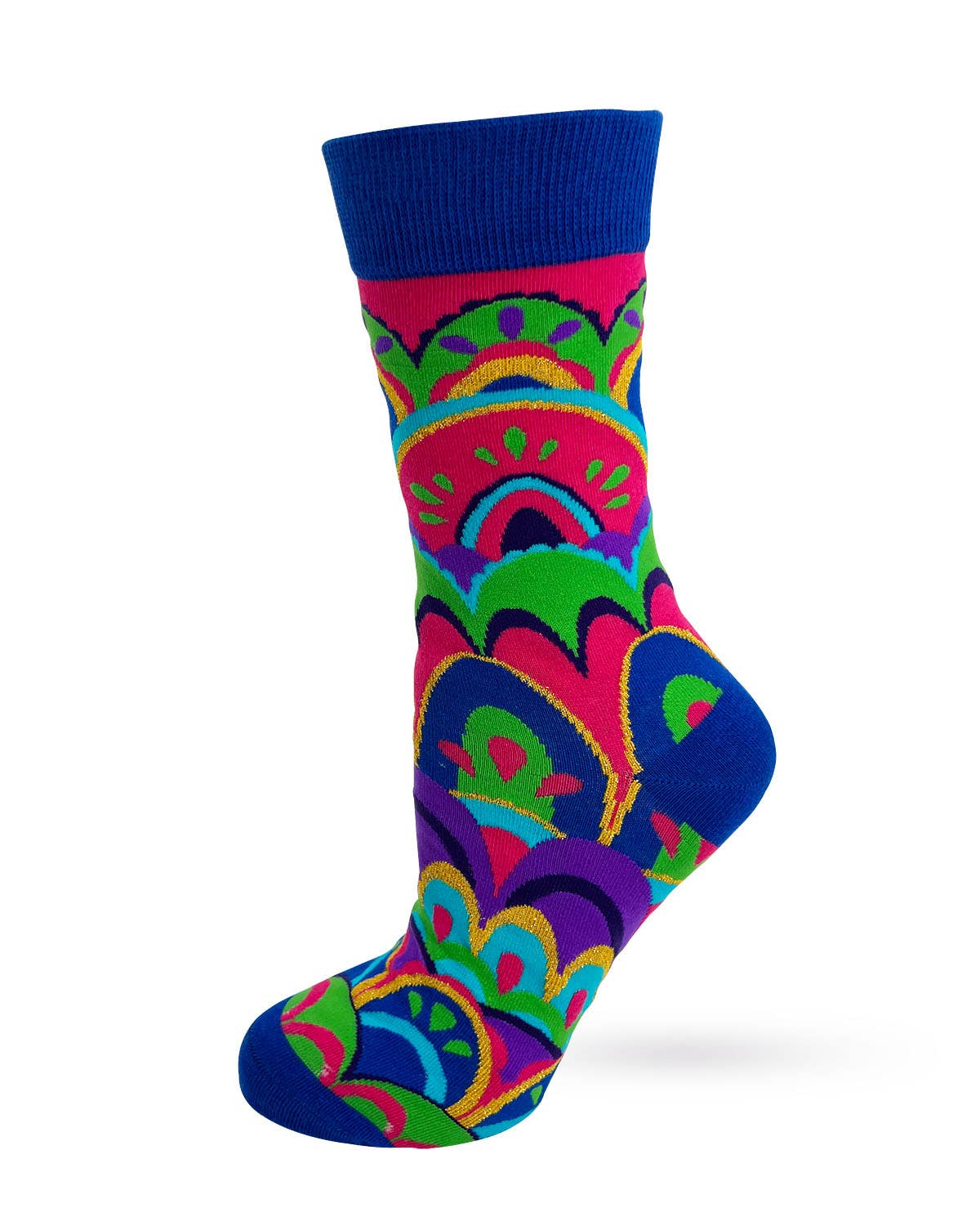 Colorful patterned sock on a white background