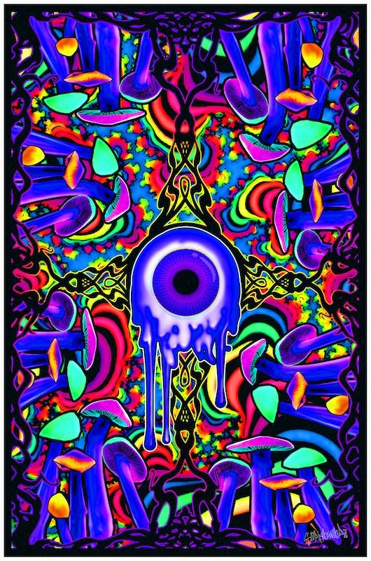 Shroom With A View Blacklight Flocked Poster Size 23X35