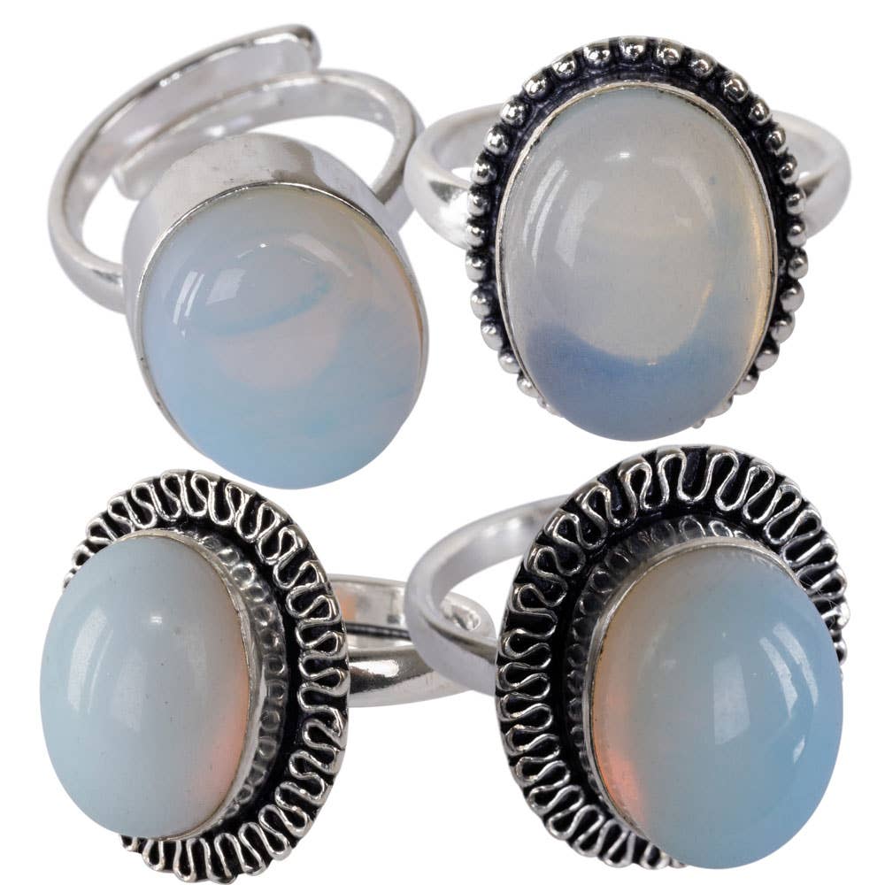 Opalite Adjustable Brass Ring