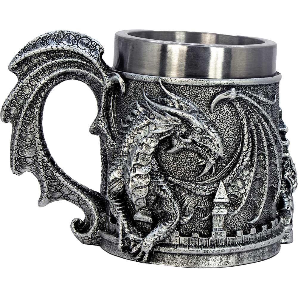 Stainless Steel Tankard Mug - Medieval Winged Dragon (Each)