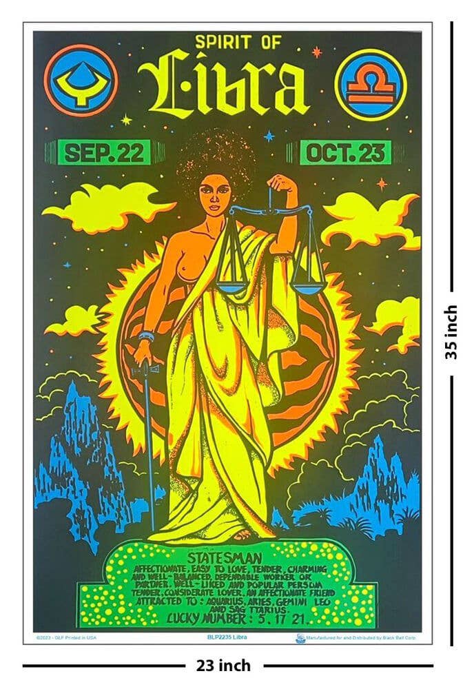Libra Zodiac Sign Blacklight Poster 23" x 35"