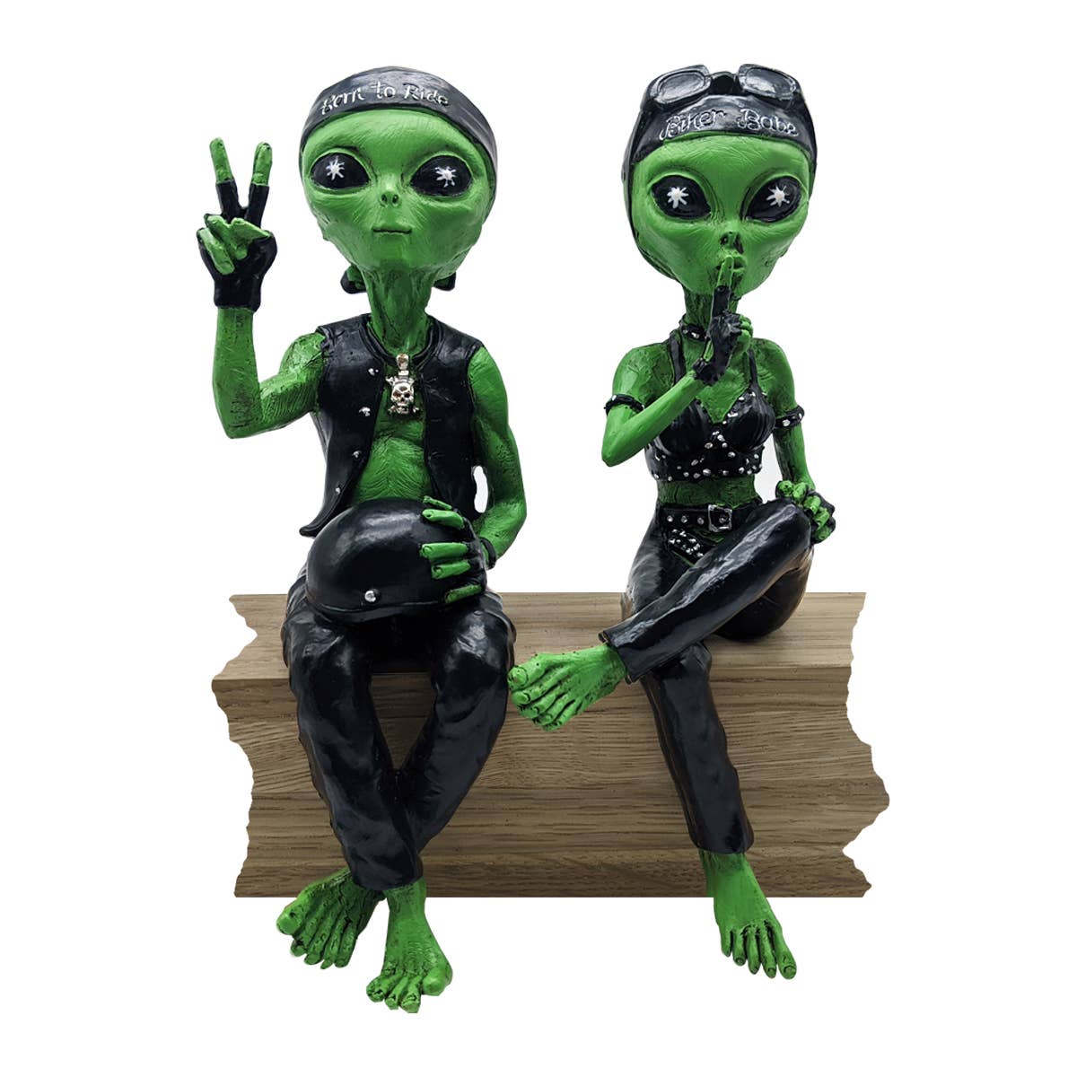 Alien Invasion Biker Babe & Dude Ledge Lounger Set 10" tall