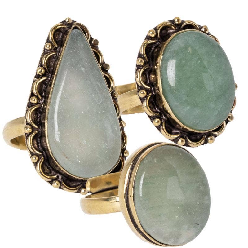 ADJUSTABLE GOLD TONE GEMSTONE RINGS