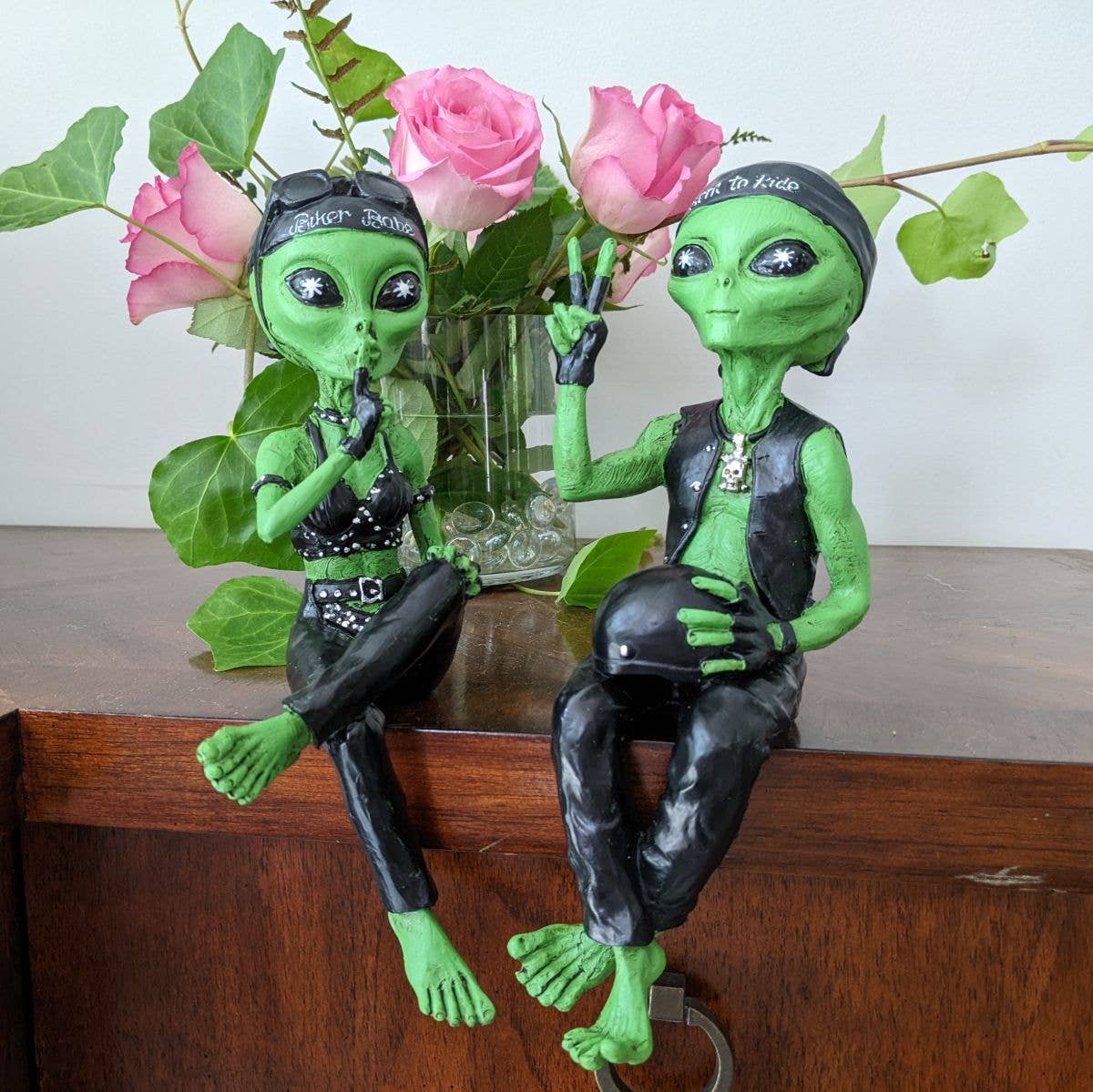 Alien Invasion Biker Babe & Dude Ledge Lounger Set 10" tall