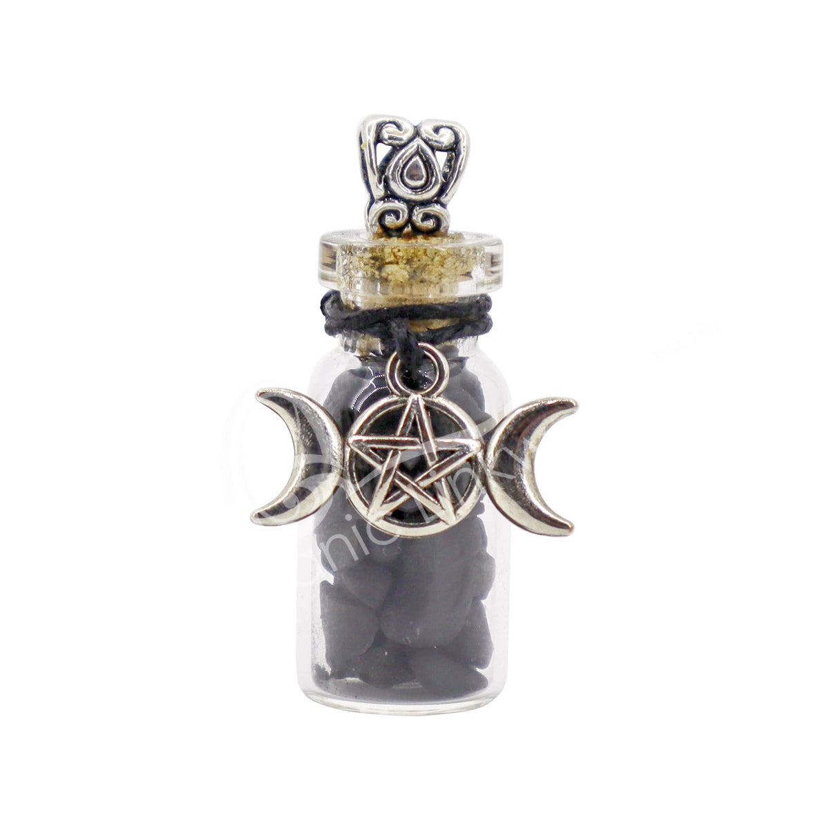 NECKLACE - CHIPS STONES IN BOTTLE SHUNGITE WITH TRIPLE MOON