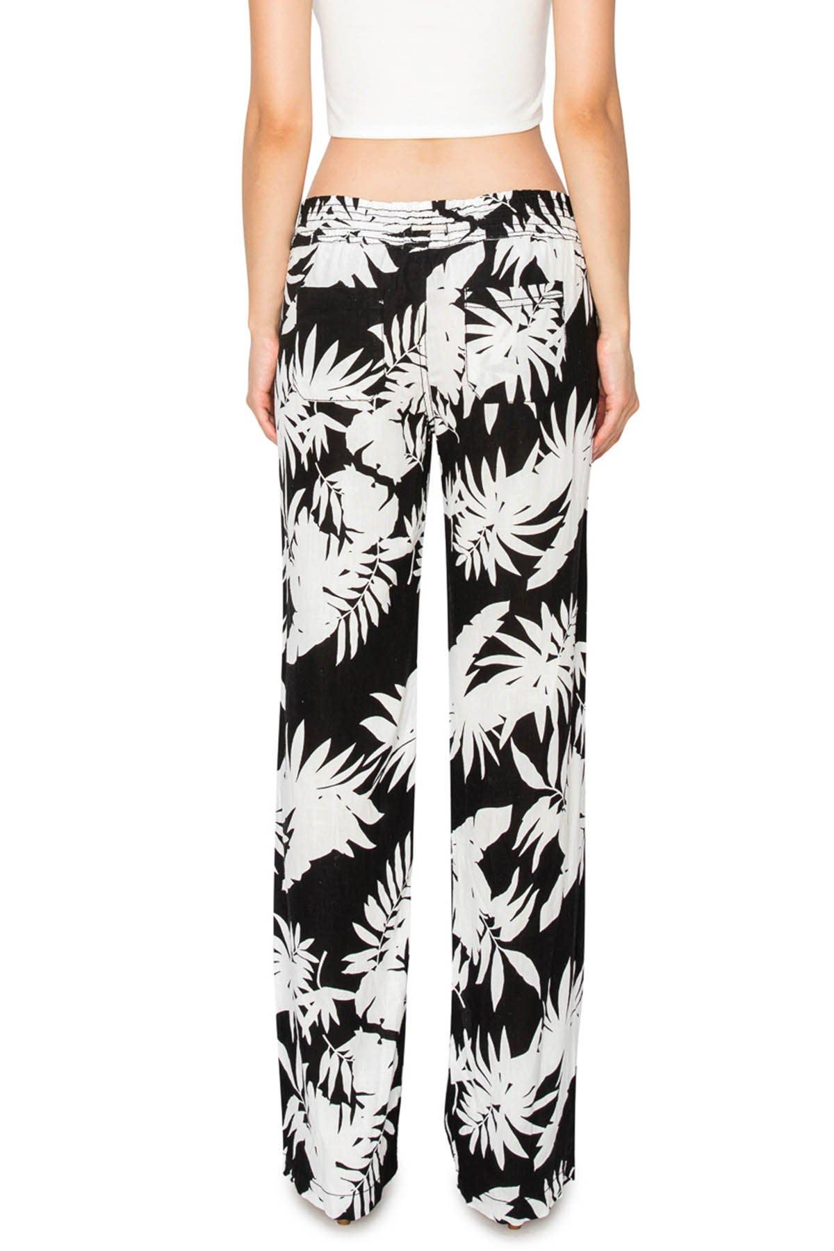CALI1850 TROPICAL FLORAL LINEN BEACH PANTS (07024JLN504)