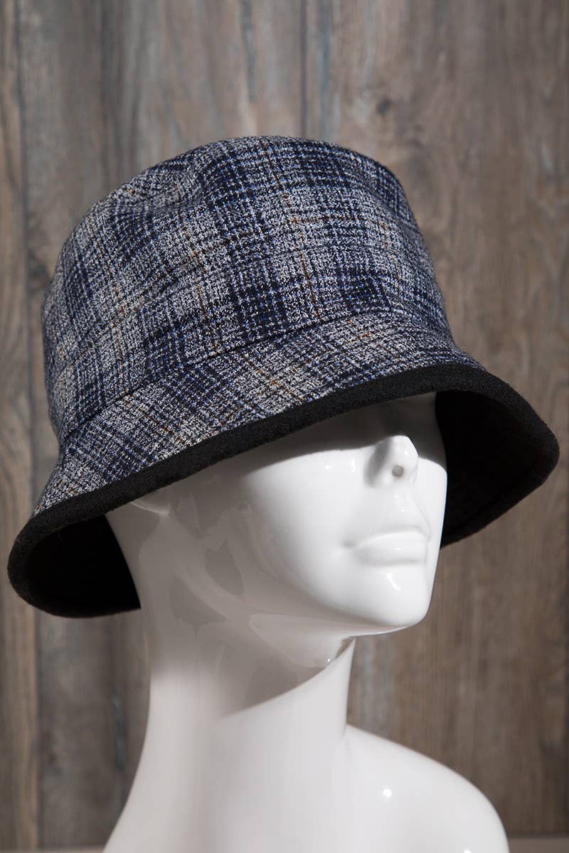 Reversible Plaid Print Bucket Hat