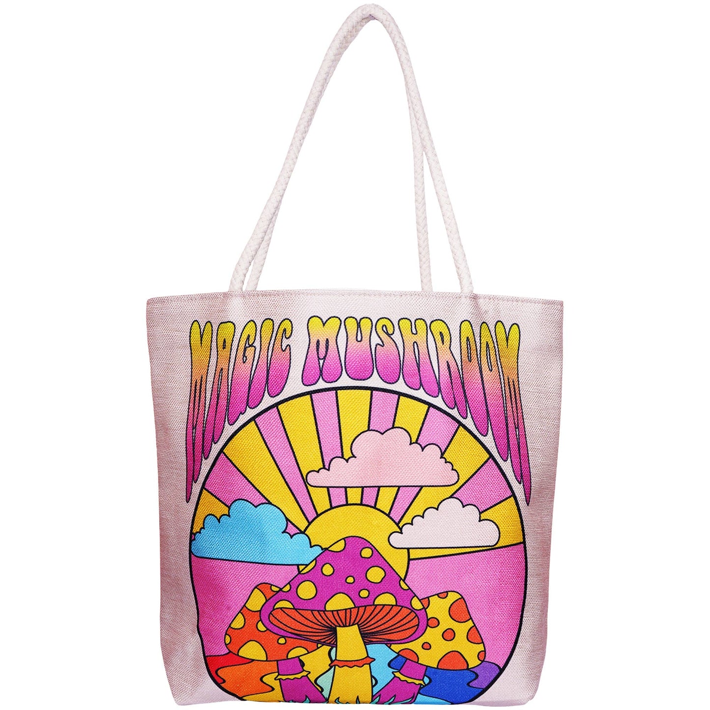 Magic Mushroom Techno Jute Tote Bag