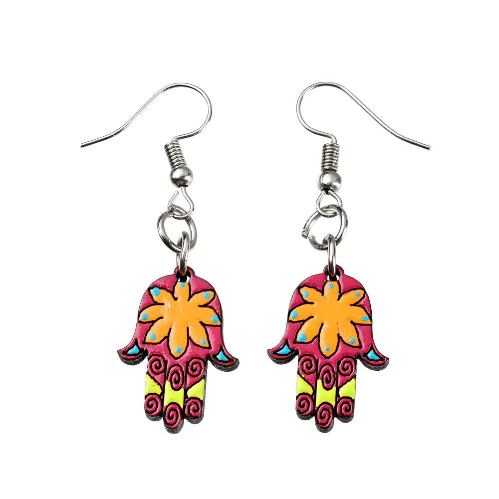 ASSORTED WOOD HAMSA EARRINGS