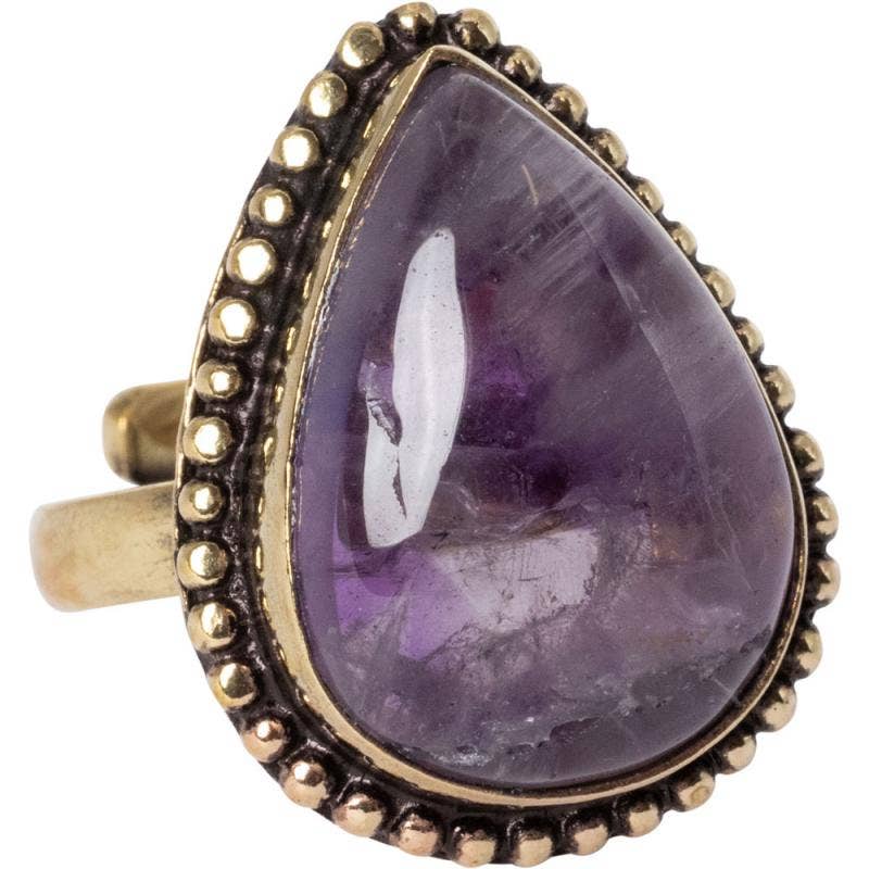 ADJUSTABLE GOLD TONE GEMSTONE RINGS