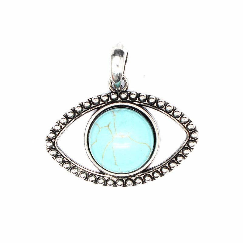Vintage Natural Stone Evil Eye Charms (Single Pendant) - CS