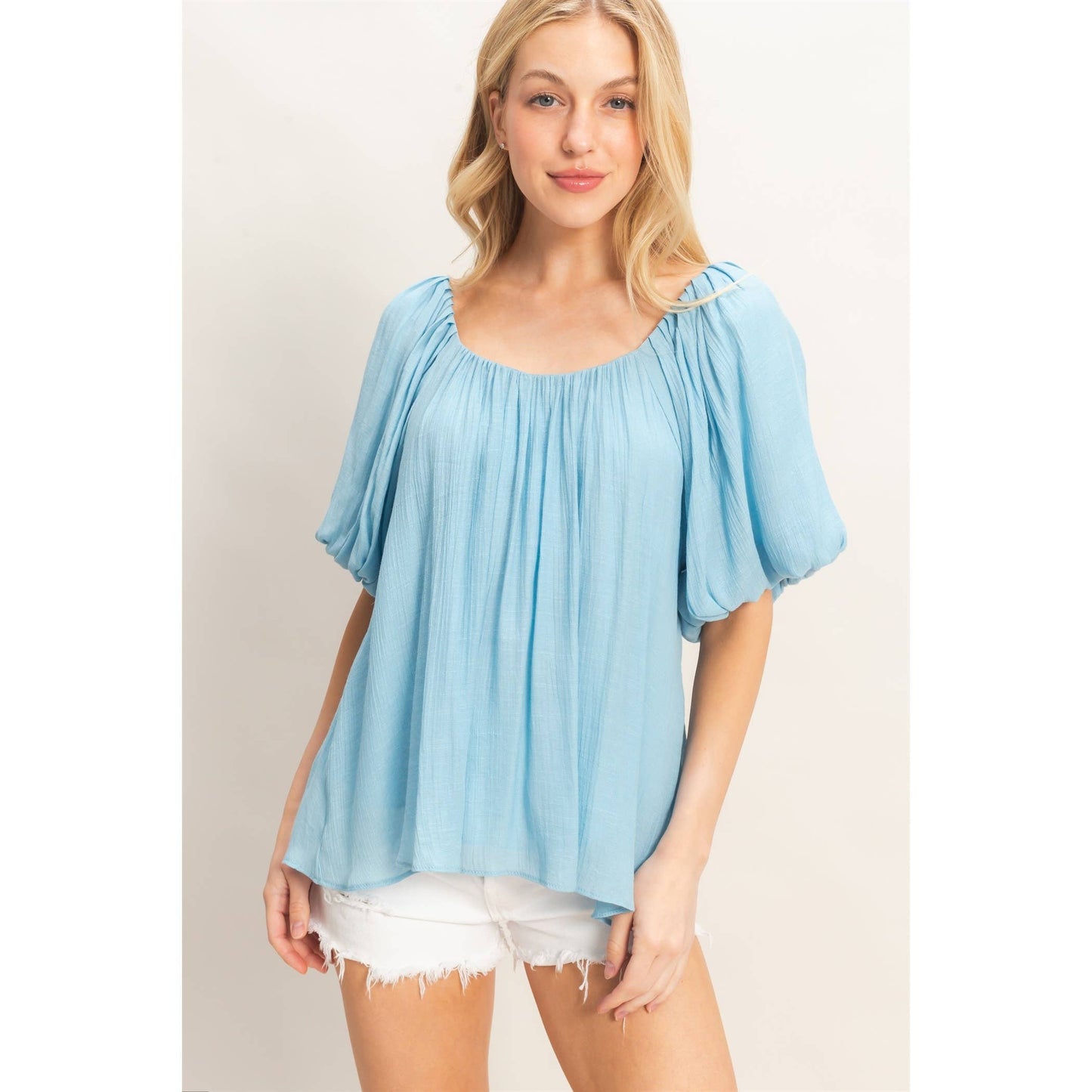 Gathered Puff Sleeve Blouse