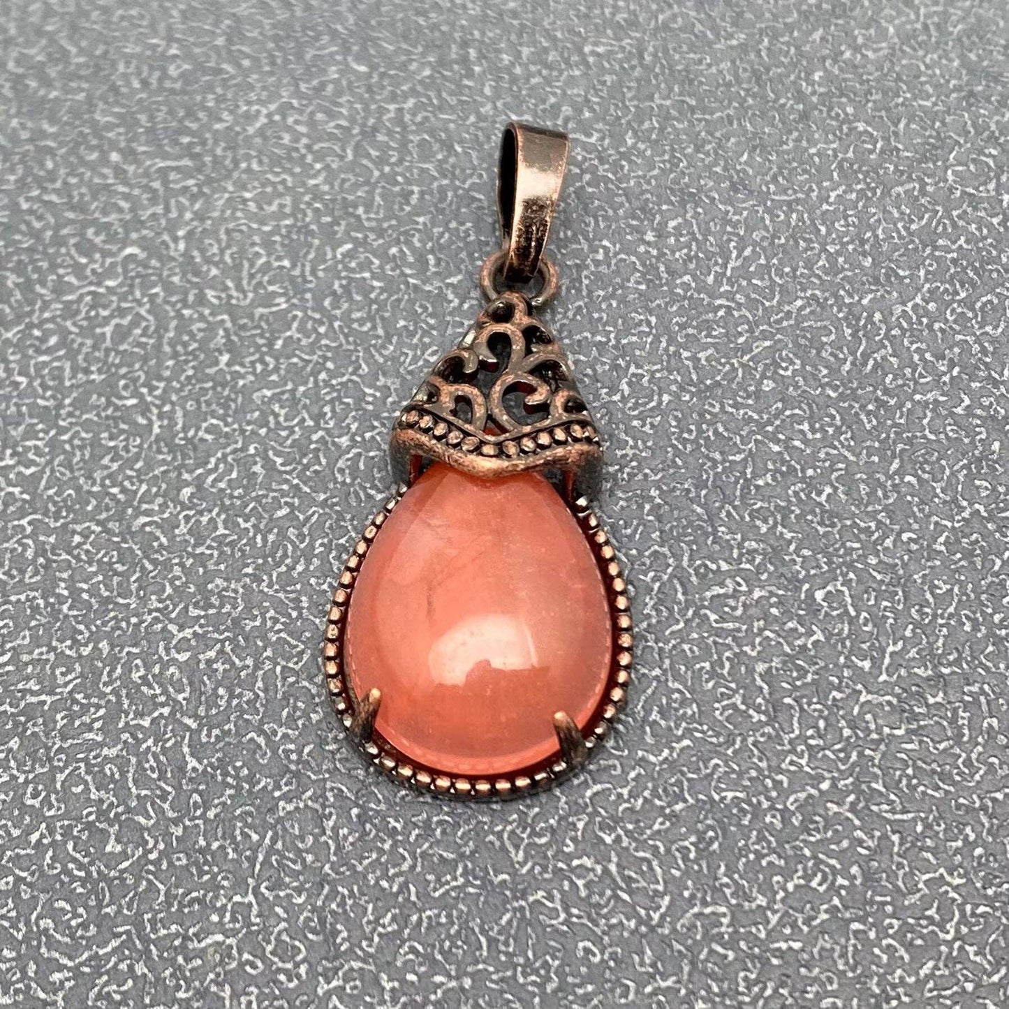 Drop-shaped Natural Stone Bronze Charms (Single Pendant) -CS