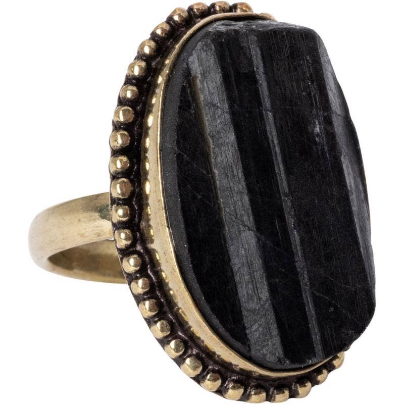 ADJUSTABLE GOLD TONE GEMSTONE RINGS