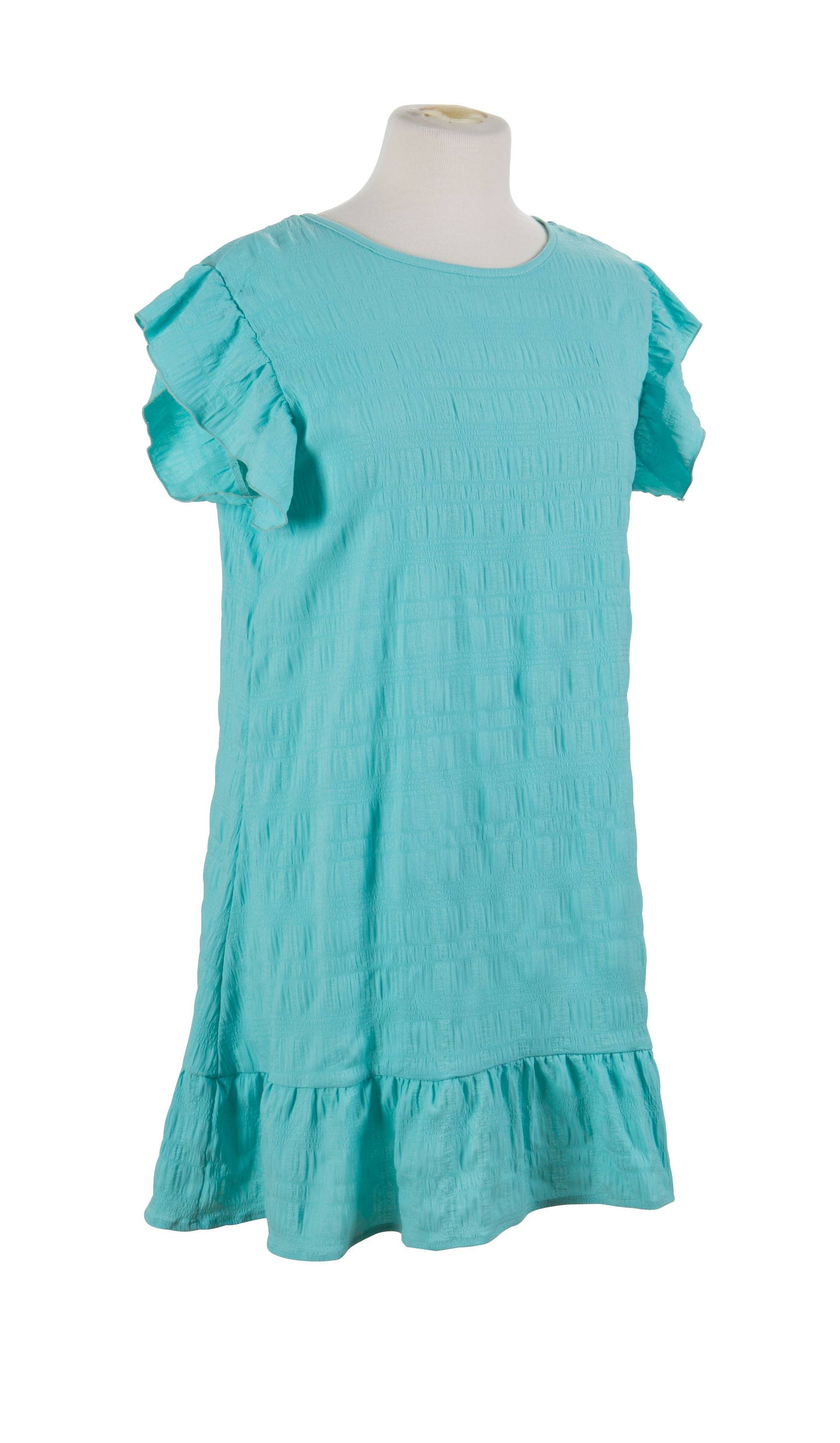 Ruffle peekaboo bow tie back dress, 3 assorted