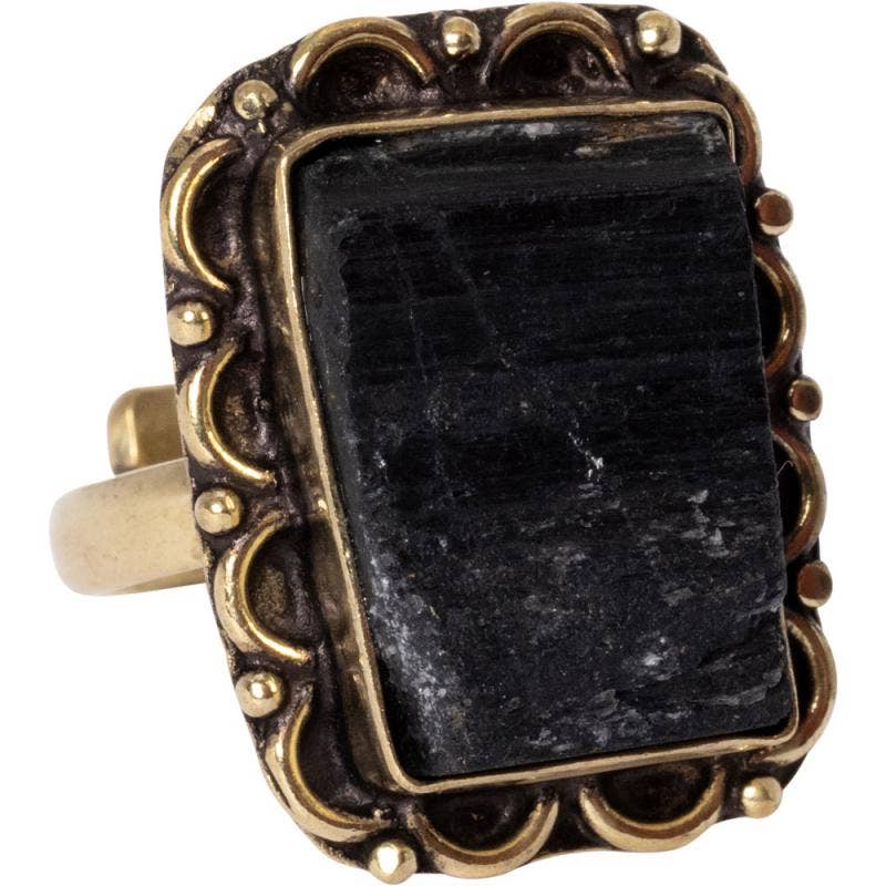 ADJUSTABLE GOLD TONE GEMSTONE RINGS