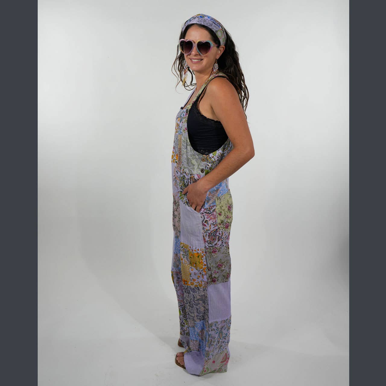 Hippie Boho Cotton Floral Patchwork Overall