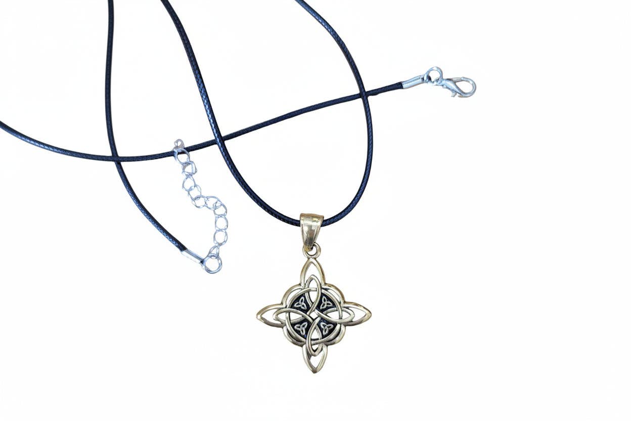 Witches Knot Gold Necklace, Protection Charm Pendant, Witches Jewelry