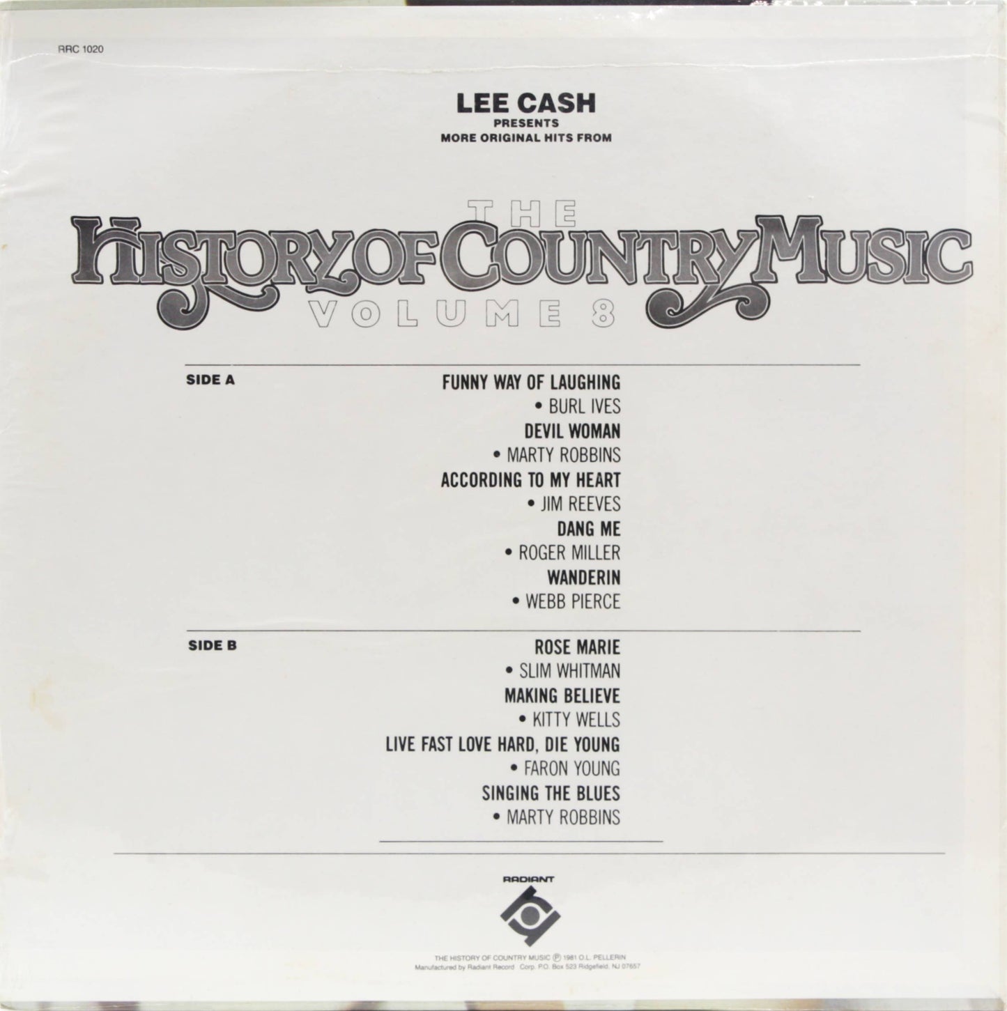 12" Vinyl LP Record - VA - History Of Country Music 8 1980s