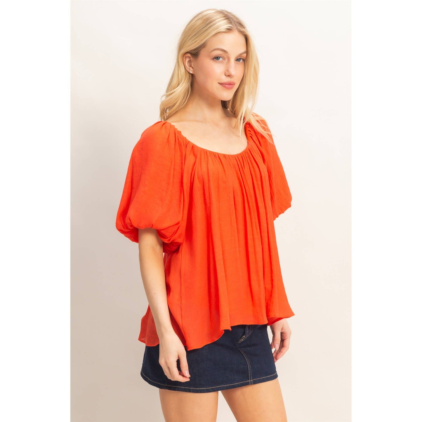Gathered Puff Sleeve Blouse