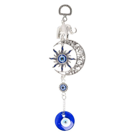 7.5" SUN, MOON, ELEPHANT & EVIL EYE WALL HANGING