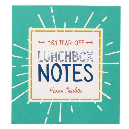Book cover of '101 Tear-Off Lunchbox Notes' by Karen Stubbs with a teal background and white text.
