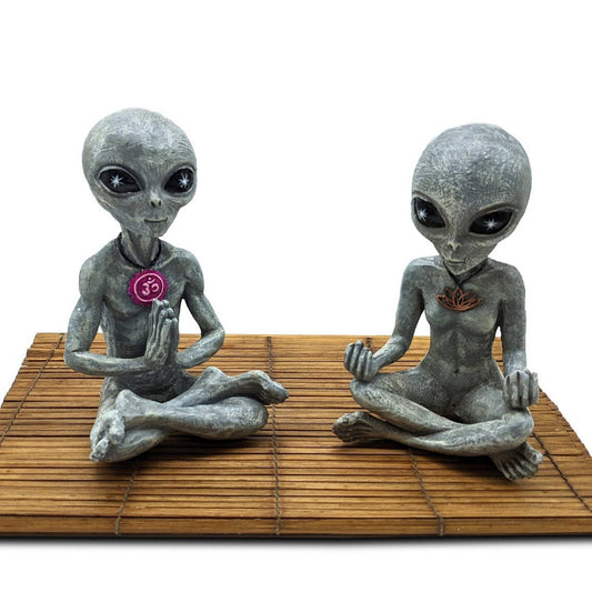 Alien Invasion "Zen and Yoga” Couple Meditating Figurine Set