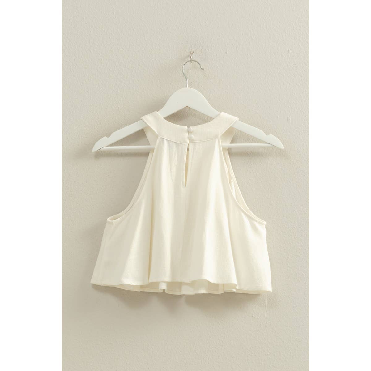 Halter Pleated Ruffle Crop Top