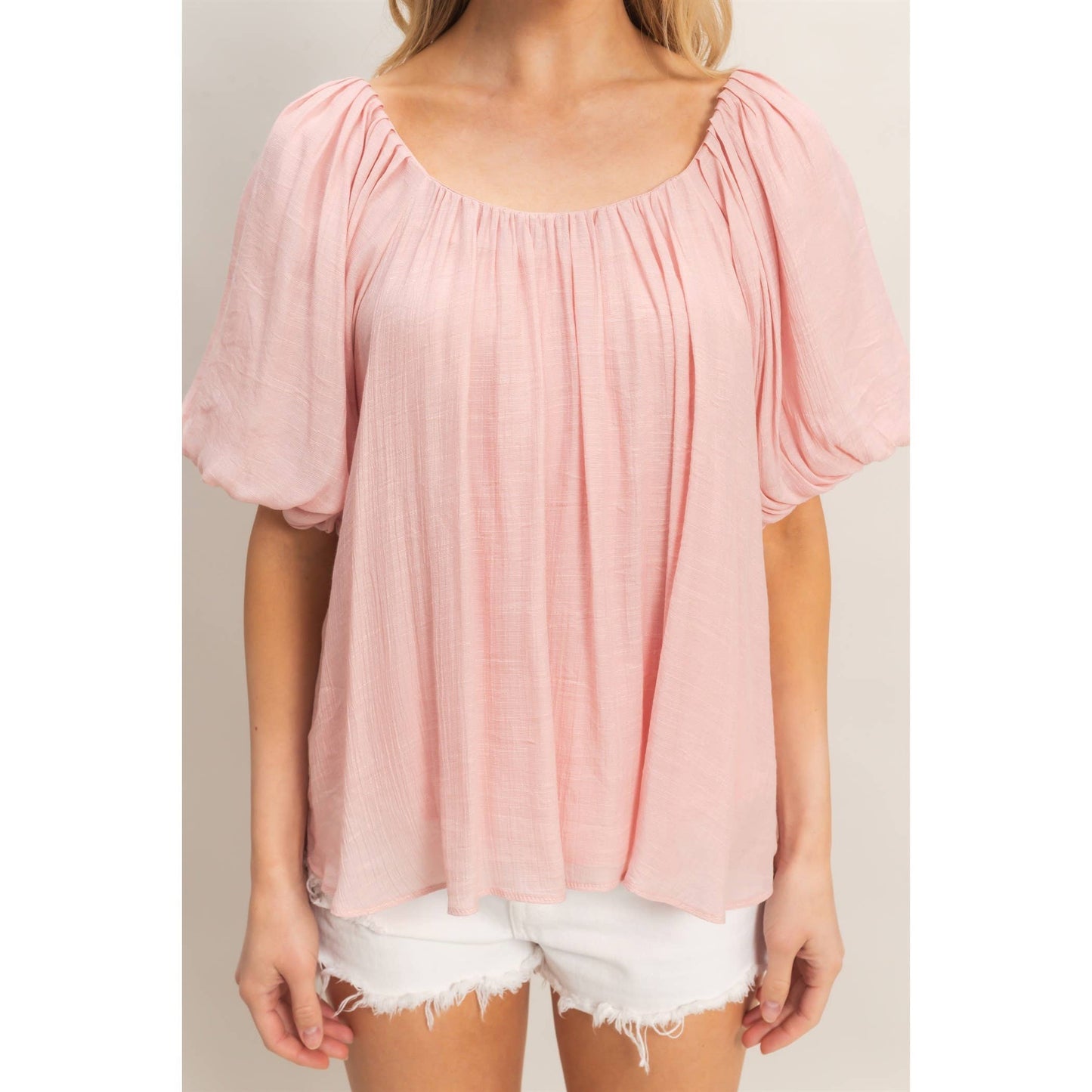 Gathered Puff Sleeve Blouse